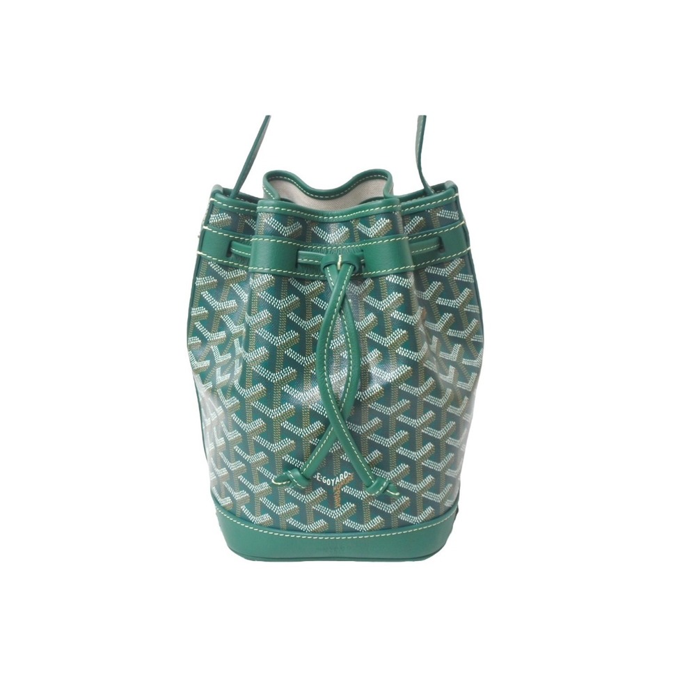 Goyard bucket leather Flot bag shoulder green